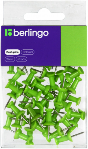 Кнопки силовые Berlingo, 22 мм, 50 шт., зеленые Кнопки силовые Berlingo, 22 мм, 50 шт., зеленые