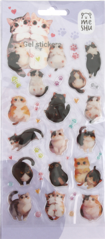 Наклейки гелевые Meshu 10×23 см, 38 шт., Cute Cat Наклейки гелевые Meshu 10×23 см, 38 шт., Cute Cat