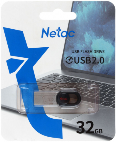 Флеш-накопитель Netac UM2 (2.0) 32 Gb, корпус серебристый с черным