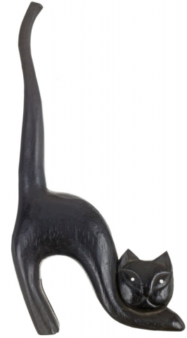 Сувенир «Кошка под кольца выгнутая», 15*3*25 см, черная