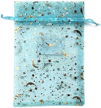 Мешок для подарков, 14*21 см, голубой с рисунком