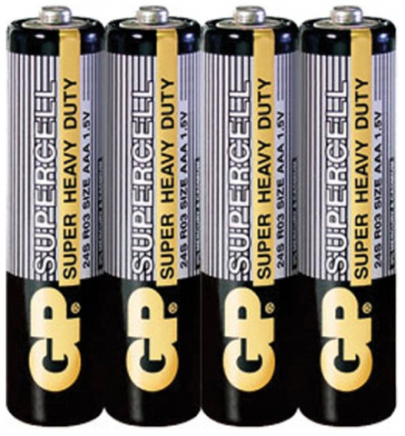 Батарейки солевые GP Supercell, AAA, R03, 1.5V, 4 шт. Батарейки солевые GP Supercell, AAA, R03, 1.5V, 4 шт.