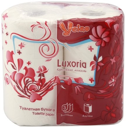 Бумага туалетная Veiro Luxoria, 4 рулона, ширина 90 мм, белая Бумага туалетная Veiro Luxoria, 4 рулона, ширина 90 мм, белая