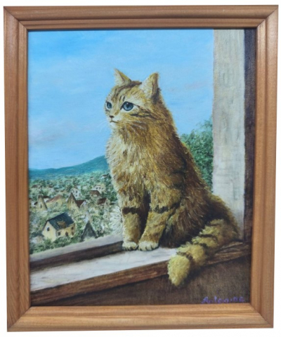 Картина «Кот» №2603 (Джонс А.С.), 17*24 см, холст, масло