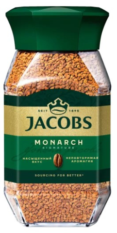 Кофе растворимый Jacobs Monarch, 190 г, в стеклянной банке