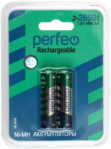 Аккумулятор Perfeo, AA, 1.2V, 2850 mAh (2 шт. в упаковке)