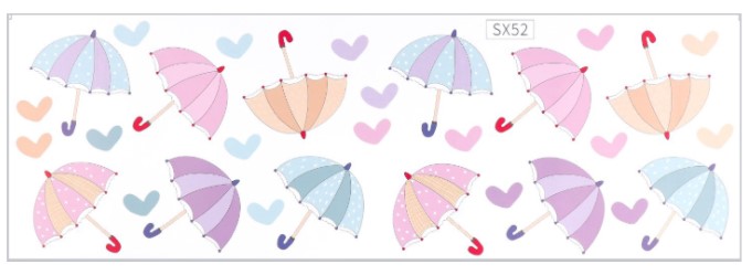 Наклейки пластиковые Sima-Land 30×90 см, «Зонтики и сердечки»