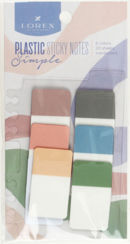 Закладки-разделители пластиковые с липким краем Lorex Plastic Simple, 45*25 мм, 20 л.*6 цветов, пастель Закладки-разделители пластиковые с липким краем Lorex Plastic Simple, 45*25 мм, 20 л.*6 цветов, пастель