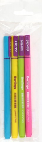 Набор ручек гелевых Color Stick, 4 шт., стержень черный