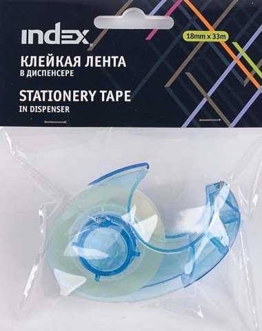 Диспенсер для клейкой ленты канцелярской Index, для клейкой ленты шириной 18 мм, прозрачный ассорти Диспенсер для клейкой ленты канцелярской Index, для клейкой ленты шириной 18 мм, прозрачный ассорти