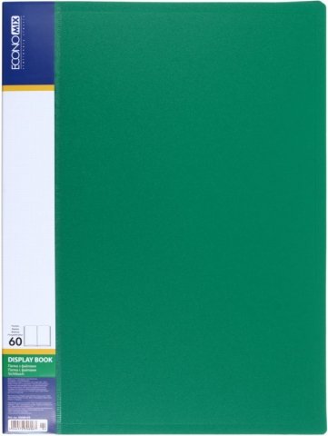 Папка пластиковая на 60 файлов Economix, толщина пластика 0,6 мм, зеленая