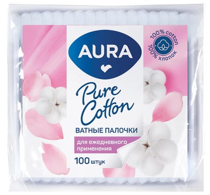 Палочки гигиенические Aura Beauty, 100 шт., ПЭТ-уп.