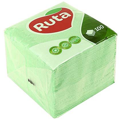 Салфетки сервировочные Ruta, 24*24 см, 100 шт., зеленые Салфетки сервировочные Ruta, 24*24 см, 100 шт., зеленые