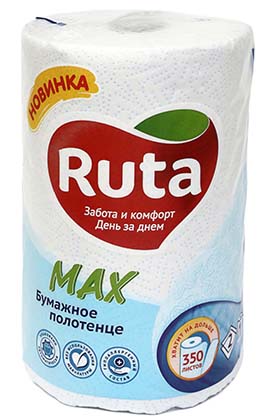 Полотенца бумажные Ruta (в рулоне), 1 рулон, ширина 230 мм, Max, белые