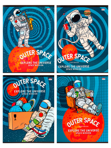Тетрадь общая А5, 96 л. на скобе «Космический отдых», 160*202 мм, клетка, ассорти