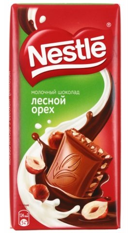 Шоколад Nestle, 90 г, молочный шоколад с лесным орехом