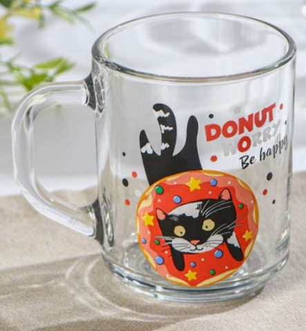 Кружка стеклянная Green Tea, 200 мл, Donut Worry Кружка стеклянная Green Tea, 200 мл, Donut Worry