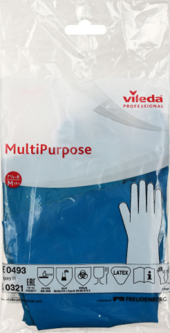Перчатки хозяйственные резиновые Vileda, размер M, синие