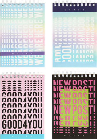 Блокнот на гребне BG А6, 100*140 мм, 60 л., клетка, New Post, ассорти