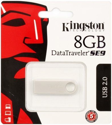Флэш-накопитель Kingston DataTraveler SE9, 8 Gb, корпус серебристый