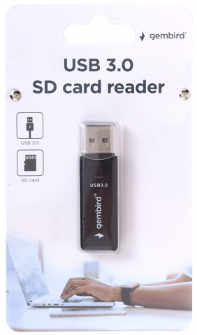 Карт-ридер Gembird USB UHB-CR3-01 SD-reader, черный