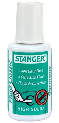 Корректирующая жидкость Stanger, 18 мл, на спиртовой основе, с кисточкой Корректирующая жидкость Stanger, 18 мл, на спиртовой основе, с кисточкой