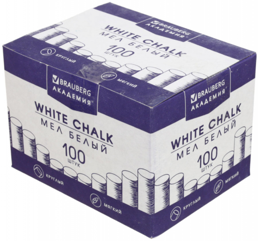 Мел белый Brauberg «Академия» 100 шт., мягкий
