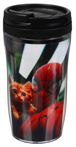 Термостакан со вставкой Sima-Land, 250 мл, «Человек паук с котиком» Термостакан со вставкой Sima-Land, 250 мл, «Человек паук с котиком»