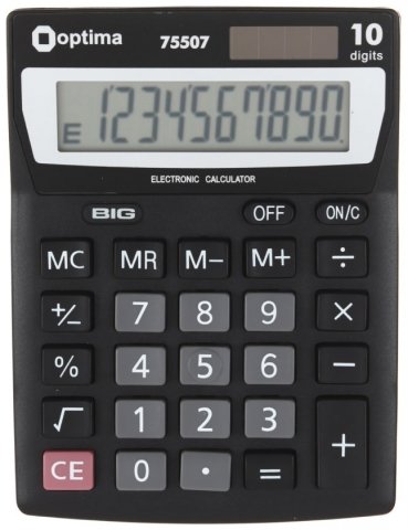 Калькулятор 10-разрядный Optima 75507 компактный, черный