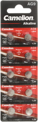Батарейка щелочная дисковая Camelion Alkaline, AG9, LR45, 1.5V, 10 шт.
