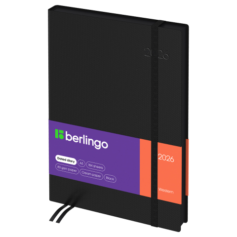 Ежедневник датированный на 2026 год Berlingo Western 145×215 мм, 184 л., черный Ежедневник датированный на 2026 год Berlingo Western 145×215 мм, 184 л., черный