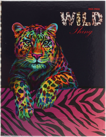 Тетрадь общая А5, 80 л. на кольцах Prof-Press, 165*215 мм, клетка, «Неоновый леопард»