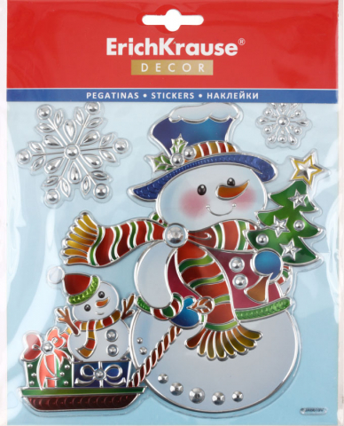 Набор наклеек новогодних ErichKrause Decor, 18*23 см, «Снеговик с подарками» Набор наклеек новогодних ErichKrause Decor, 18*23 см, «Снеговик с подарками»