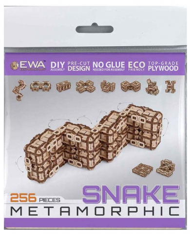 Конструктор-мини деревянный Ewa 26×52×208 мм, «Метаморфик Змейка»