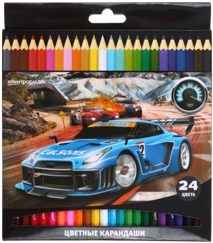 Карандаши цветные «Мир скорости», 24 цвета, длина 175 мм