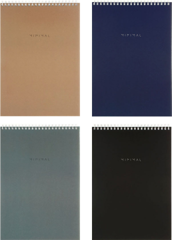 Блокнот на гребне Brauberg А4, 200*290 мм, 80 л., клетка, Minimal Classic, ассорти