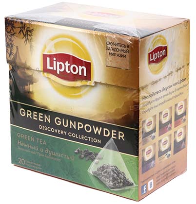 Чай Lipton ароматизированный пакетированный, 36 г, 20 пирамидок, Green Gunpowder, зеленый чай