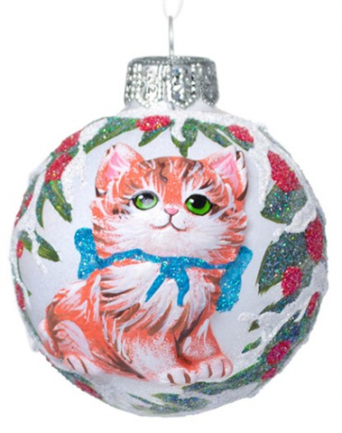 Игрушка елочная «Котенок», диаметр 80 мм