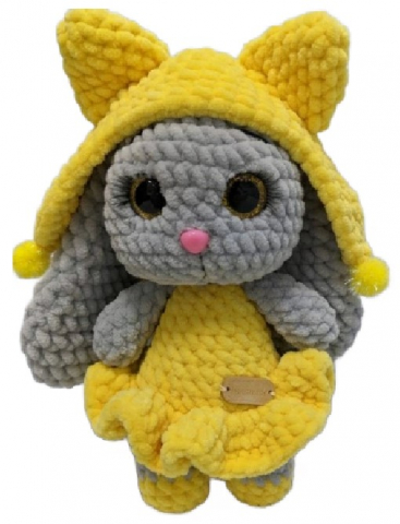 Игрушка мягкая-амигуруми «Кото-заяц» (Мечайкина В.В.), высота ~ 22 см, желтый