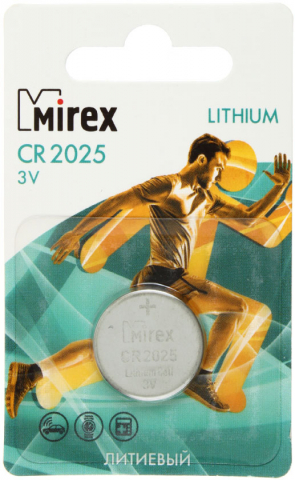 Батарейка литиевая дисковая Mirex Lithium, CR2025, 3V