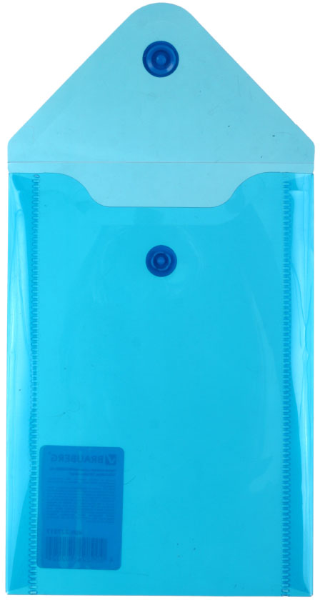 Папка-конверт пластиковая на кнопке Brauberg Small-Size А6, толщина пластика 0,18 мм, синяя