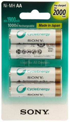 Аккумулятор Sony CycleEnergy, AA, 1.2V, 2000 mAh (4 шт. в упаковке)