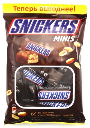 Батончик шоколадный Snickers, 180 г, Minis, с арахисом, карамелью и нугой