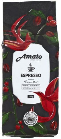 Кофе натуральный в зернах Amato Espresso, 250 г, среднеобжаренный