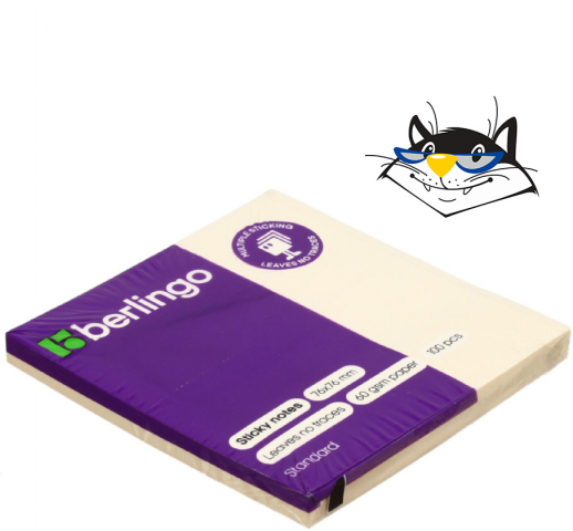 Бумага для заметок с липким краем Berlingo Standard 76×76 мм, 1 блок×100 л., желтая пастель