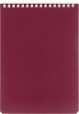 Блокнот на гребне Brauberg (А5) 145×205 мм, 60 л., клетка, бордовый