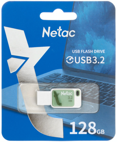 Флэш-накопитель Netac UA31 (3.2), 128 Gb, корпус зеленый