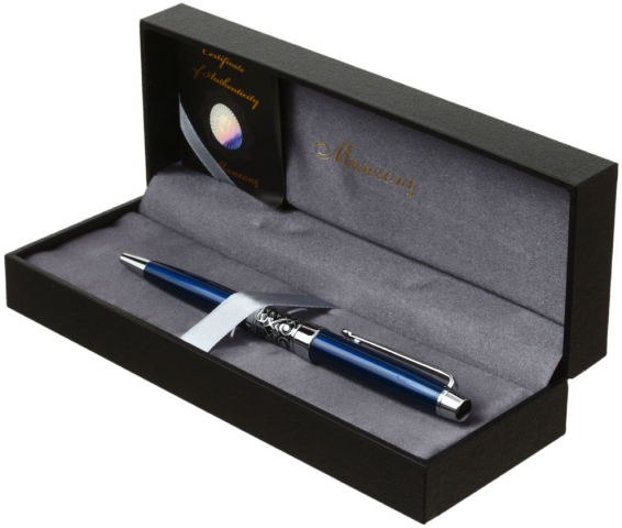 Ручка подарочная шариковая Manzoni Venezia корпус синий, серебристая отделка