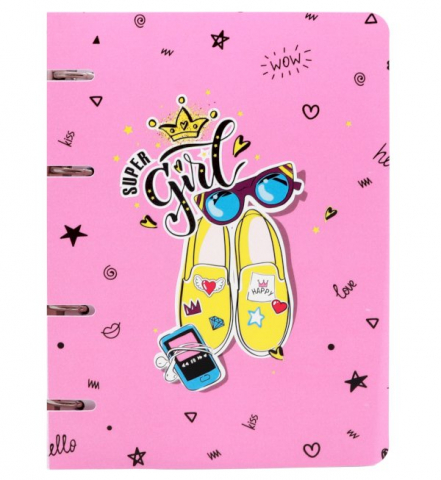 Тетрадь общая А5, 80 л. на кольцах «ПандаРог» 160×215 мм, клетка, «СуперДевочка» Тетрадь общая А5, 80 л. на кольцах «ПандаРог» 160×215 мм, клетка, «СуперДевочка»