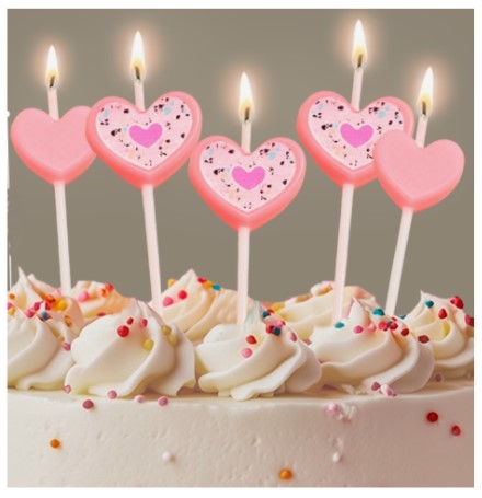 Свечи для торта с держателями Sima-Land, 5 шт., «Сердца», розовые
